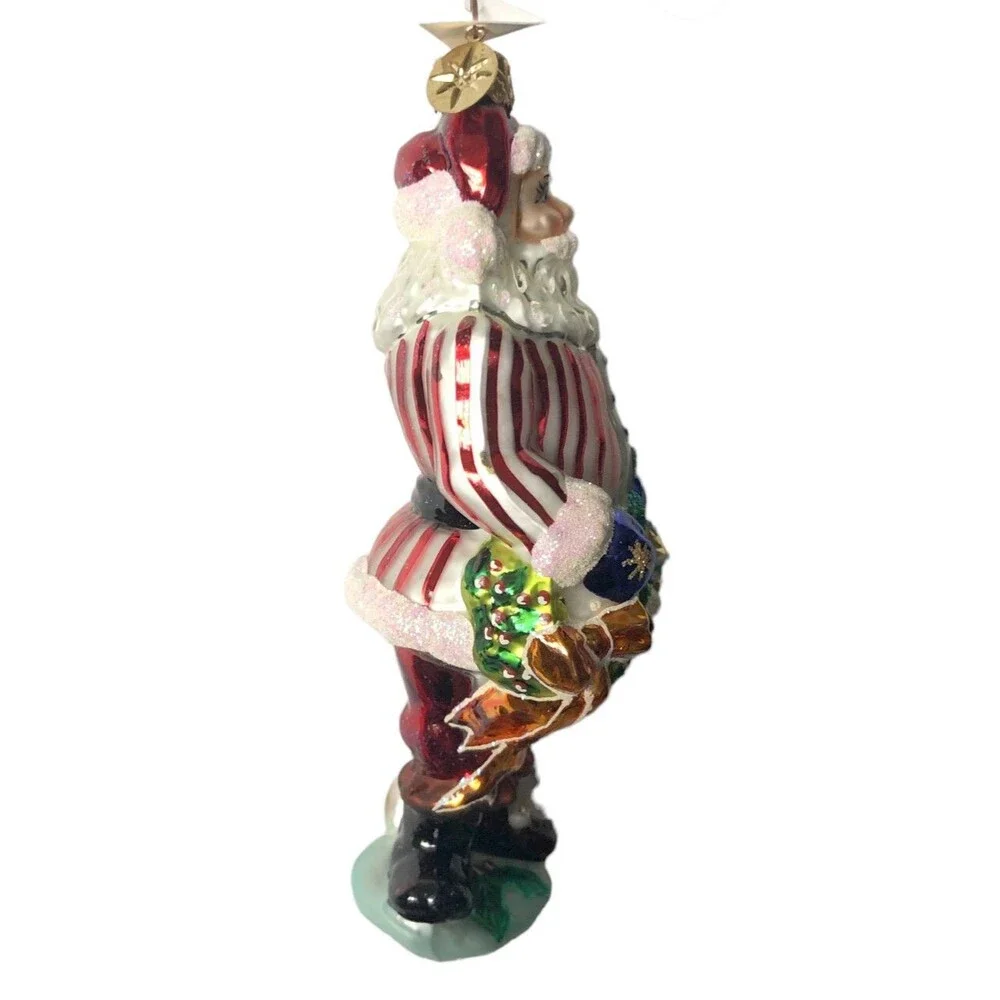 Christopher Radko Santa Christmas Ring in the Holidays Ornament Box Tag 6.75 In